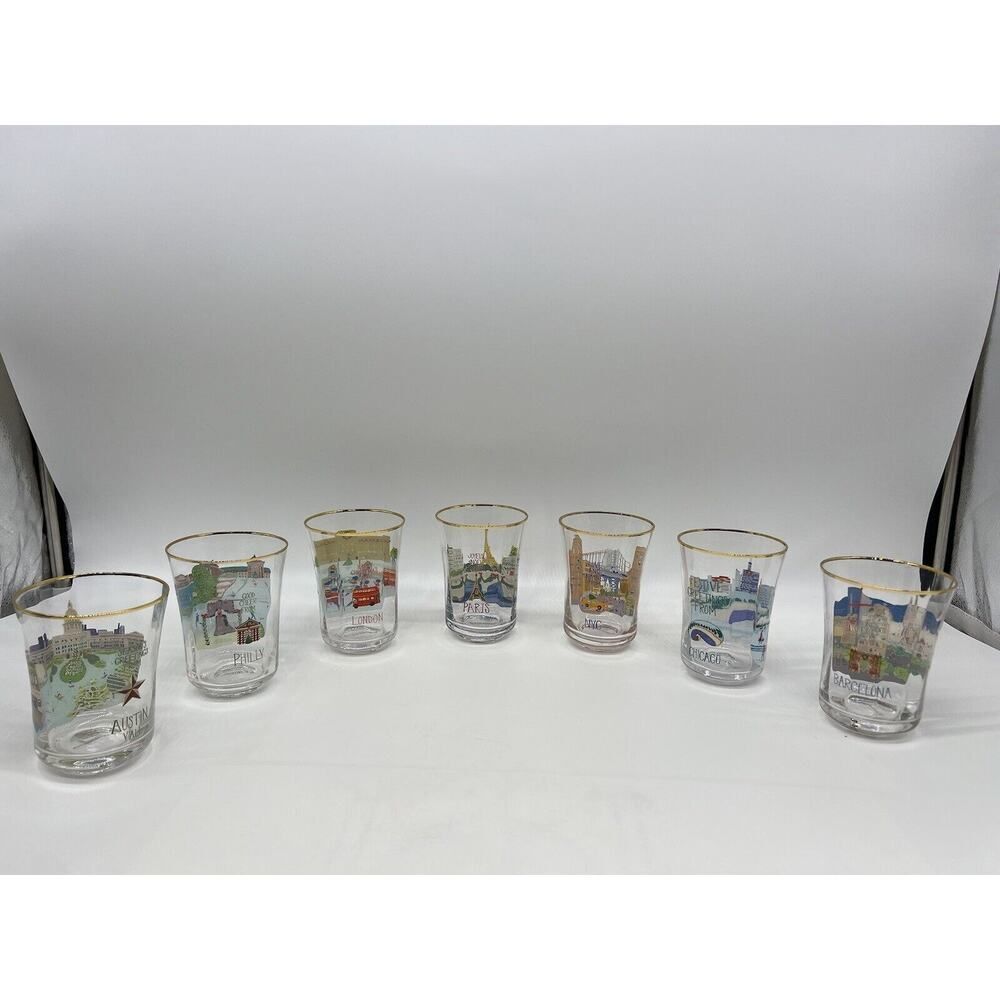 Anthropologie Holiday In The City Juice Glass Drinking Glasses 2024 Full Set - Picture 6 of 16